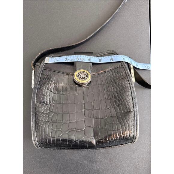 Brighton Vintage Black Croc Embossed Leather Basic Crossbody Purse Basic - Picture 12 of 14